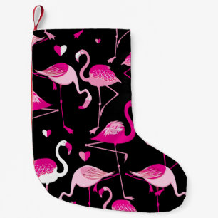 Calcetín Navideño Pequeño Flamencos rosados, patrón oscuro sin costuras.