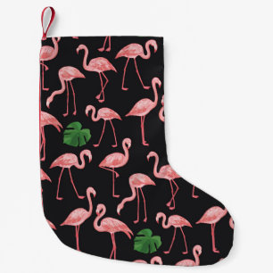 Calcetín Navideño Pequeño Flamingo Elegance: Vieja Monstera Fusión.