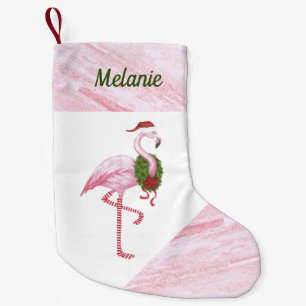 Calcetín Navideño Pequeño Flamingo en Santa Hat Personalizados Navidades rea