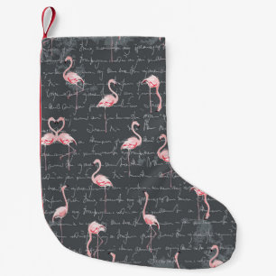 Calcetín Navideño Pequeño Flamingo Flock: Vintage gris oscuro.