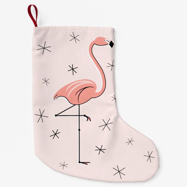 Calcetín Navideño Pequeño Flamingo Granja rosa (Anverso)