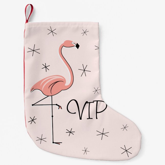Calcetín Navideño Pequeño Flamingo Pink VIP portador de un lado (Anverso)