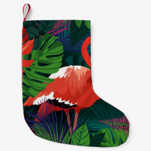 Calcetín Navideño Pequeño Flamingo rosa: Armonía de mariposa tropical.
