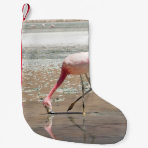 CALCETÍN NAVIDEÑO PEQUEÑO FLAMINGO ROSA EN EL CUERPO DEL AGUA