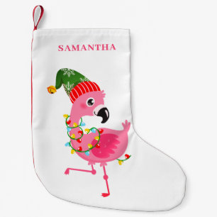 Calcetín Navideño Pequeño Flamingo rosa personalizado