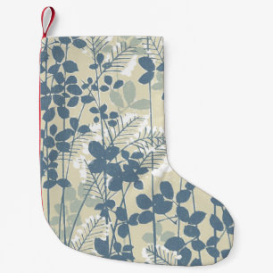 Calcetín Navideño Pequeño Flor asiática de hoja azul japonesa
