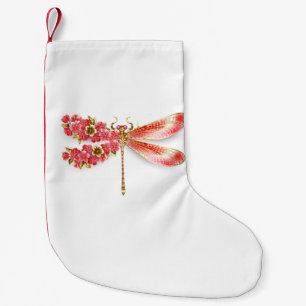 Calcetín Navideño Pequeño Flor libélula con sakura de joyas