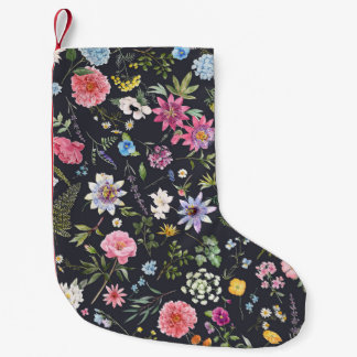 Calcetín Navideño Pequeño Floral acuática: Patrón de verano suave.