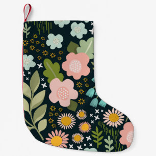 Calcetín Navideño Pequeño Floral Delicada: Belleza Vintage sin Mar.