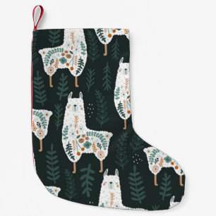 Calcetín Navideño Pequeño Floral Llamas Cute Textura de cosecha