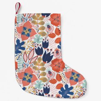 Calcetín Navideño Pequeño Floral seamless pattern on white. Abstract backgro