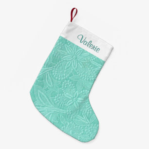 Calcetín Navideño Pequeño Floral verde de menta