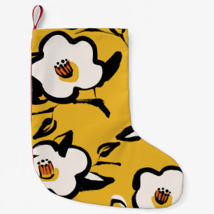 Calcetín Navideño Pequeño Floral Vintage amarillo patrón con la mano incompl