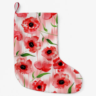 Calcetín Navideño Pequeño Flores acuarelas: ikat de adormidera.