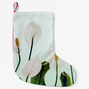 Calcetín Navideño Pequeño Flores blancas sin soldadura azul