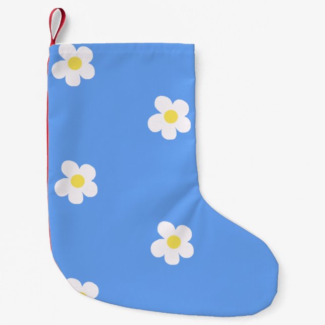 Calcetín Navideño Pequeño Flores blancas sobre fondo de lagarto (Anverso)