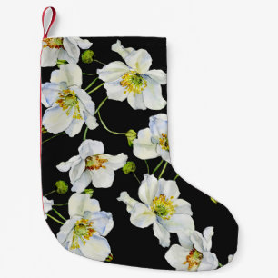 Calcetín Navideño Pequeño Flores Chamomile: Patrón de Ilustracion acuarela