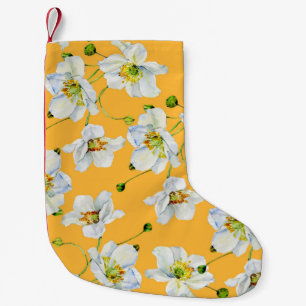 Calcetín Navideño Pequeño Flores Cosmos patrón de ilustracion acuarela