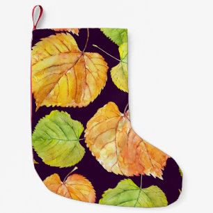 Calcetín Navideño Pequeño Flores de acuarela otoñales, patrón sin costuras.