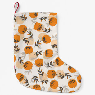 Calcetín Navideño Pequeño Flores de arte folclórico estilo escandinavo