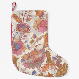 Calcetín Navideño Pequeño Flores de colores sobre un fondo claro. Perfecto