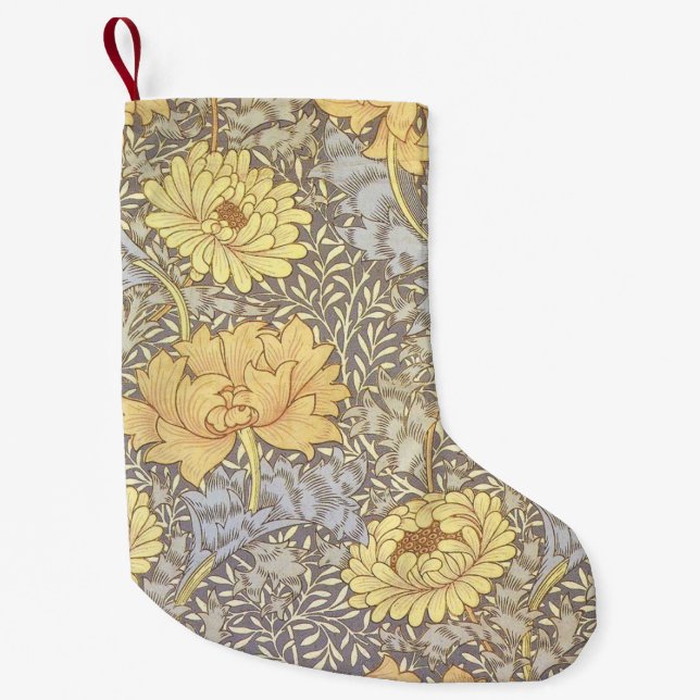 Calcetín Navideño Pequeño Flores de crisantemo de William Morris (Anverso)