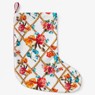 Calcetín Navideño Pequeño flores de diseño de tela de moda, aceite, pintura,