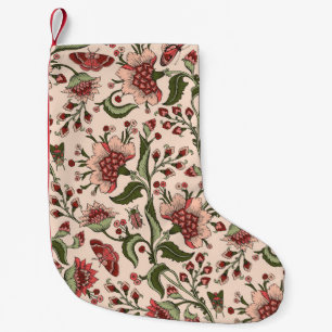 Calcetín Navideño Pequeño Flores de fantasía Mano paisley dibujada