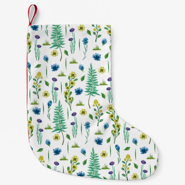 Calcetín Navideño Pequeño Flores de hierro patrón de la naturaleza sin mar (Anverso)