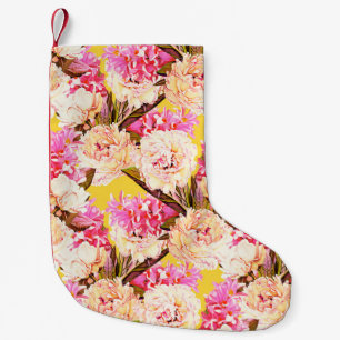 Calcetín Navideño Pequeño Flores de Hyacinth y peonis, sin costura. Wat