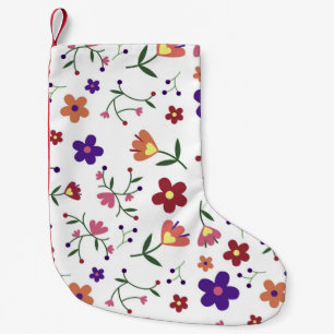 Calcetín Navideño Pequeño flores de patrón-
