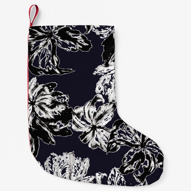 Calcetín Navideño Pequeño Flores de patrón inmaculadas y florales (Anverso)