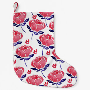 Calcetín Navideño Pequeño Flores de primavera, acuarela sin costuras.