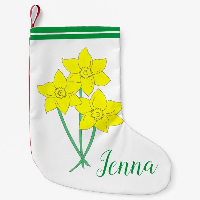 Calcetín Navideño Pequeño Flores de primavera de Daffodils amarillos Bunch F (Anverso)