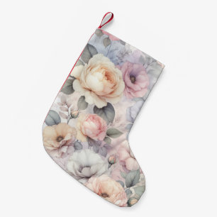 Calcetín Navideño Pequeño Flores de Rosa Elegantes