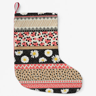 Calcetín Navideño Pequeño Flores decorativas: Patrón de mosaico de mosaico d