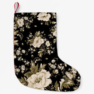Calcetín Navideño Pequeño Flores delgadas: acuarela sin costuras.