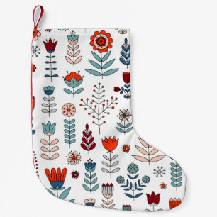 Calcetín Navideño Pequeño Flores dibujadas a mano sin problemas