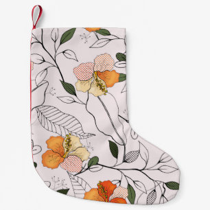 Calcetín Navideño Pequeño Flores florecientes. Flujo transparente aislado re