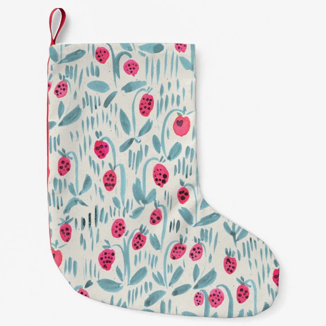 Calcetín Navideño Pequeño Flores pequeñas: acuarela sin foco (Anverso)