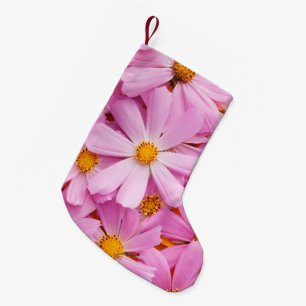 Calcetín Navideño Pequeño Flores Rosadas
