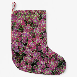 Calcetín Navideño Pequeño Flores rosadas
