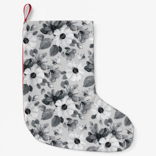 Calcetín Navideño Pequeño Flores silvestres Bouquet acuarela Vintage Illustr