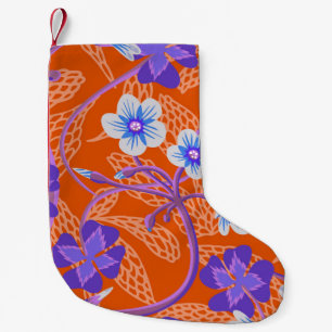 Calcetín Navideño Pequeño Flores silvestres florecientes decorativas. Bac fl