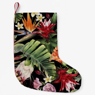 Calcetín Navideño Pequeño Flores tropicales: acuarela sin costura floral