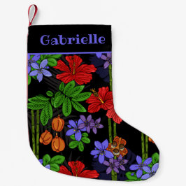 Calcetín Navideño Pequeño Flores y frutas jamaicanas estampadas