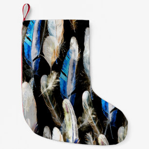 Calcetín Navideño Pequeño Fly Watercolor Fethers: Fondo sin Marea