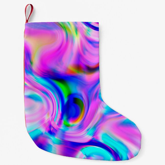 Calcetín Navideño Pequeño Fondo abstracto multicolor. Patrón colorido. (Anverso)