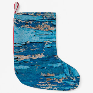 Calcetín Navideño Pequeño Fondo azul de madera