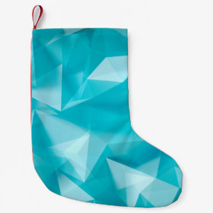 Calcetín Navideño Pequeño Fondo azul turquesa con cristales, triángulo